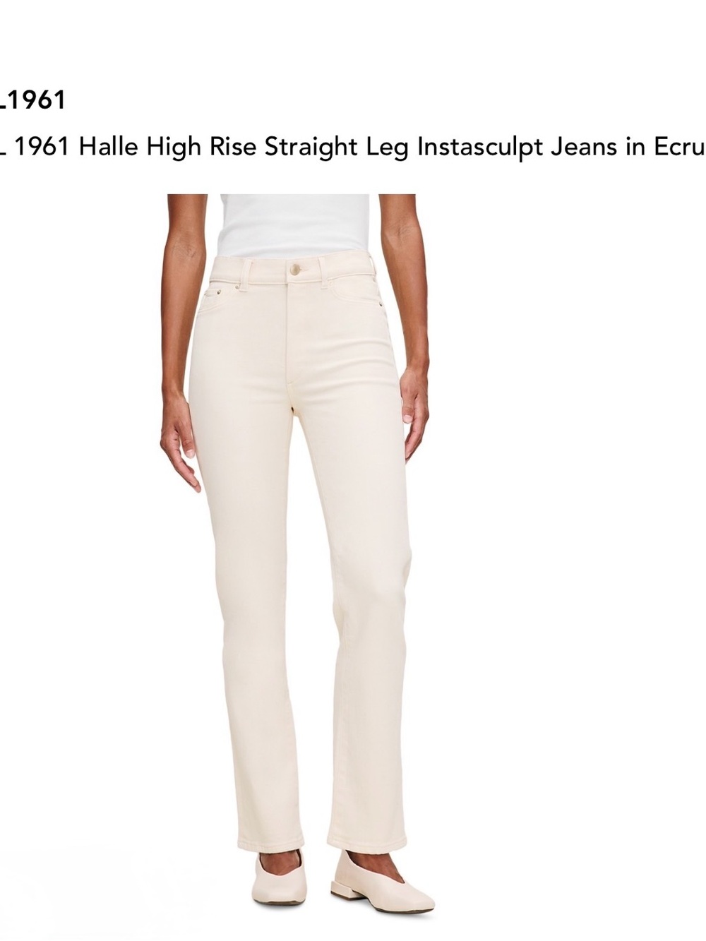 DL 1961 Halle High Rise Straight Leg Jeans in Ecru, size 26